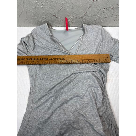 RUBY RIBBON Top Shapewear Faux Wrap Silver Shimmer V-Neck Stretch Size Small - Picture 5 of 5